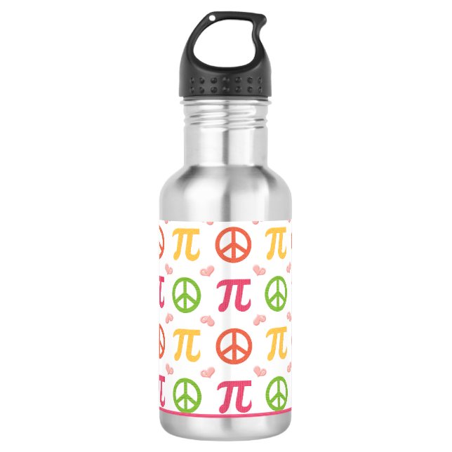 Peace Love Pi Math BPA Free Water Bottle (Front)