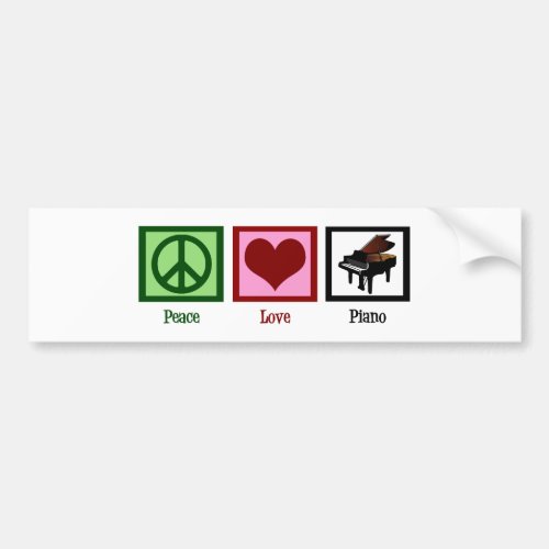 Peace Love Piano Bumper Sticker