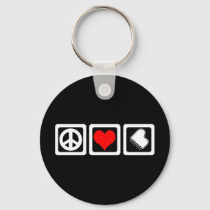 Peace love piano keychain