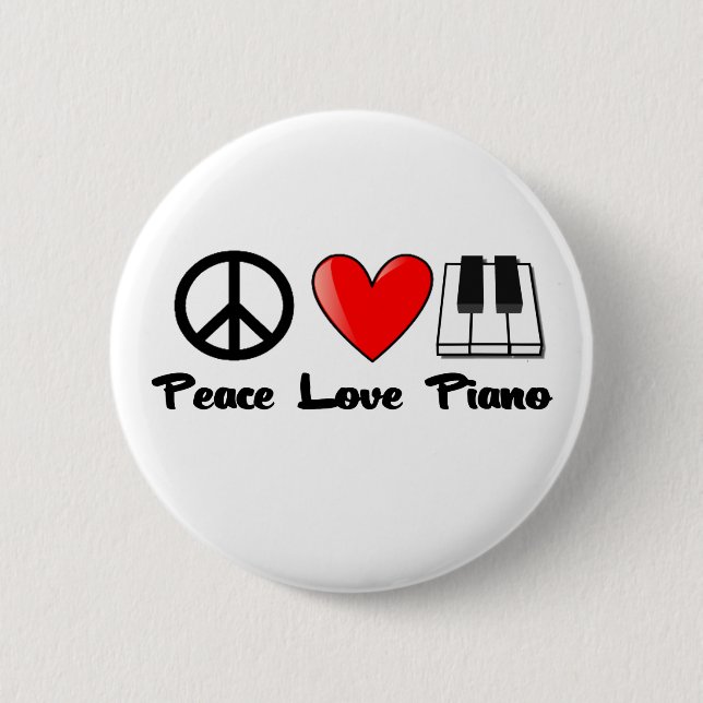 Peace, Love, Piano Pinback Button (Front)