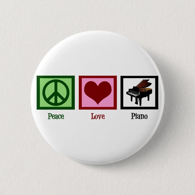 Peace Love Piano Pinback Button (Front)