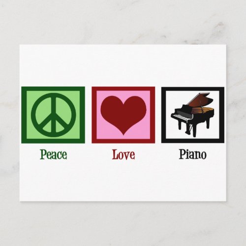 Peace Love Piano Postcard