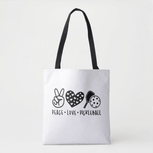 Peace Love Pickleball BlackAny Color Graphic Tote Bag
