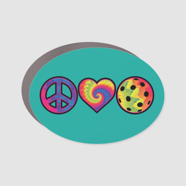 Peace Love Pickleball Car Magnet (Front)