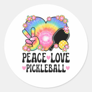 Peace Love Pickleball Classic Round Sticker