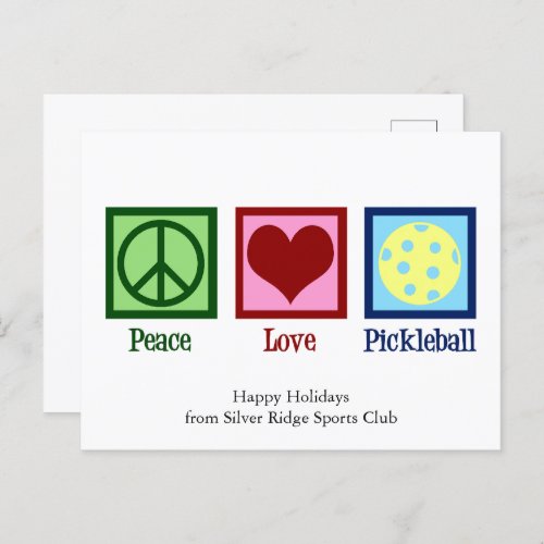 Peace Love Pickleball Cute Custom Holiday Postcard