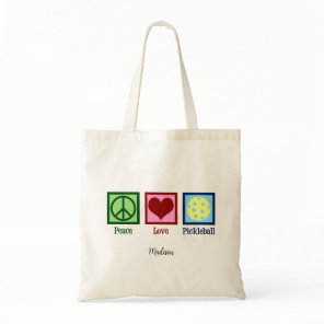 Peace Love Pickleball Cute Personalized Tote Bag