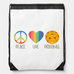 Peace Love Pickleball Drawstring Bag
