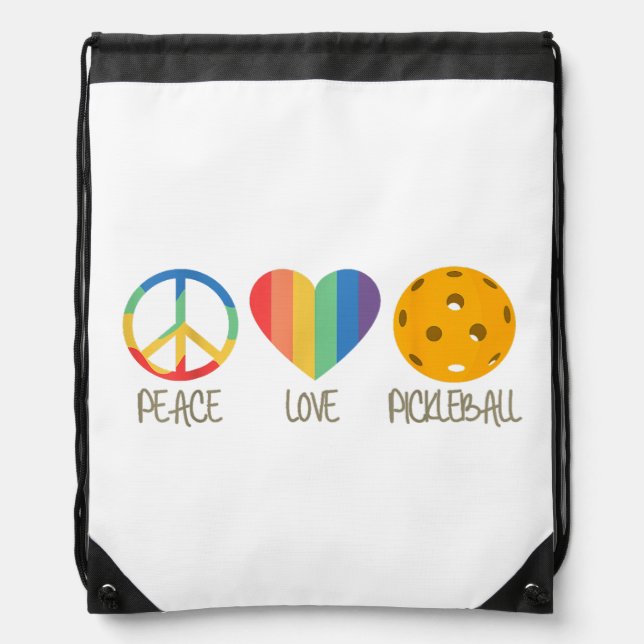 Peace Love Pickleball Drawstring Bag (Front)