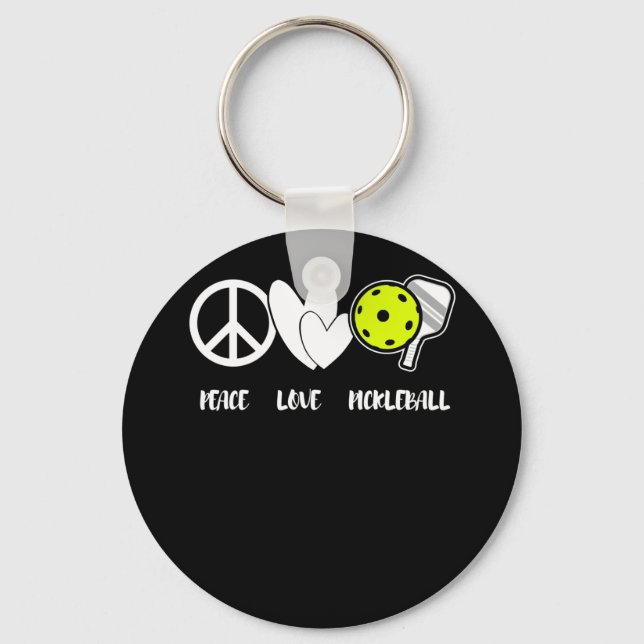 Peace Love Pickleball Funny Pickleball Paddle Keychain (Front)
