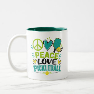 Peace Love Pickleball Gift for Pickleball Lovers Two-Tone Coffee Mug