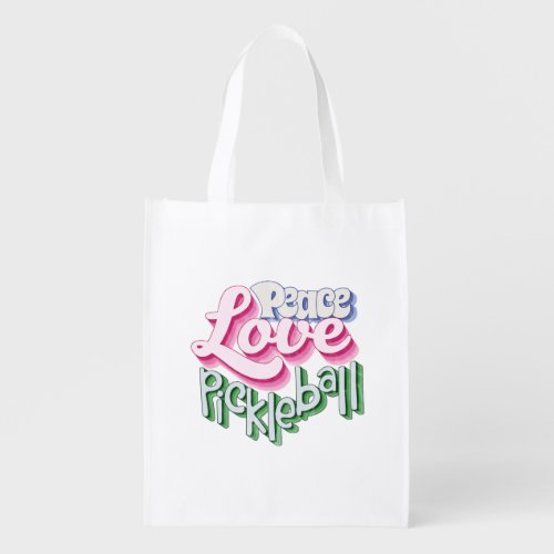 Peace Love Pickleball Grocery Bag