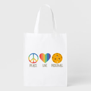 Peace Love Pickleball Grocery Bag
