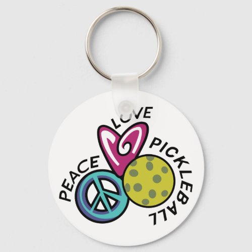 Peace Love Pickleball Keychain