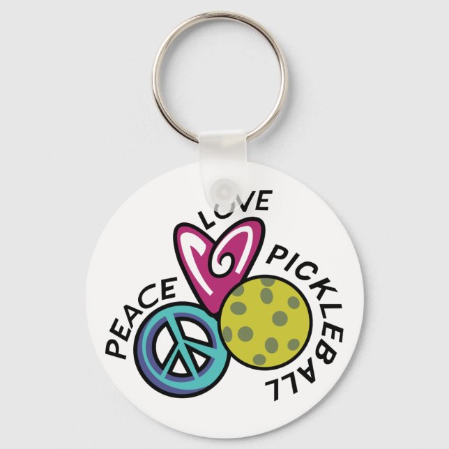 Peace Love Pickleball Keychain (Front)