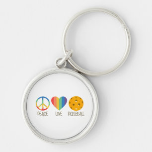 Peace Love Pickleball Keychain