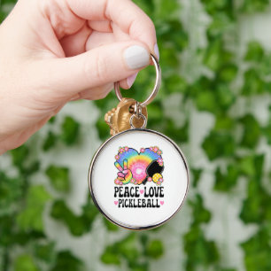 Peace Love Pickleball Keychain