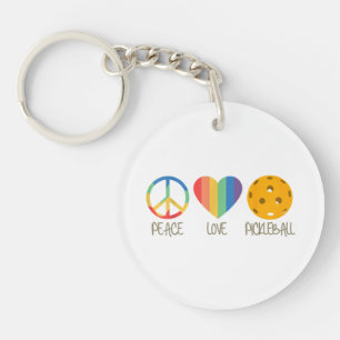 Peace Love Pickleball Keychain