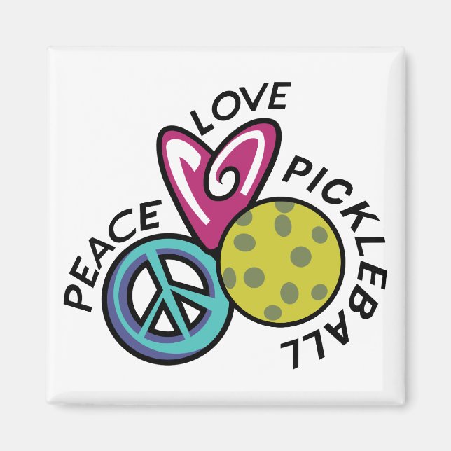 Peace Love Pickleball Magnet (Front)