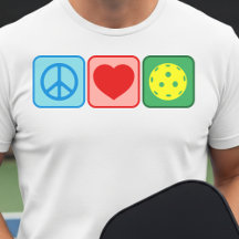 Peace Love Pickleball Mens Womens Minimalist White