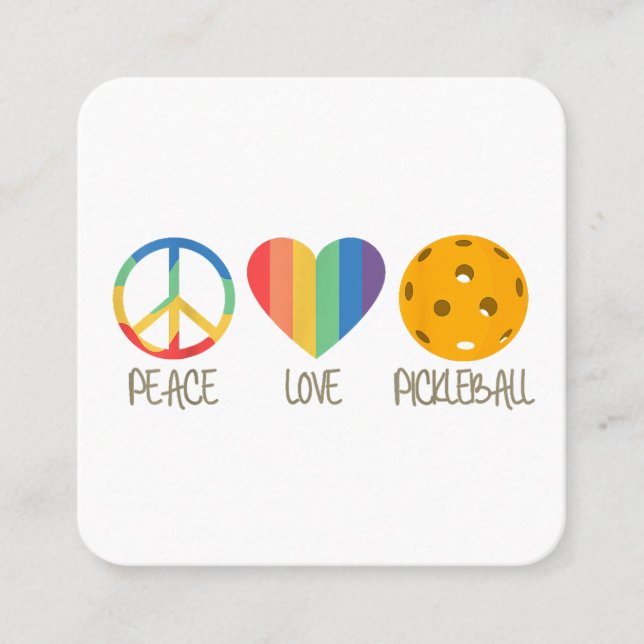Peace Love Pickleball  Square Business Card (Front)