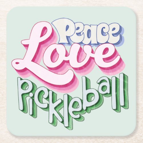 Peace Love Pickleball Square Paper Coaster