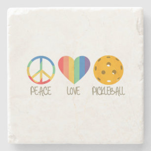 Peace Love Pickleball Stone Coaster