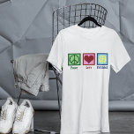 Peace Love Pickleball T-Shirt<br><div class="desc">Peace Love Pickleball t-shirt or a pickle ball player featuring a cute peace sign,  heart,  and a yellow ball for the sport.</div>