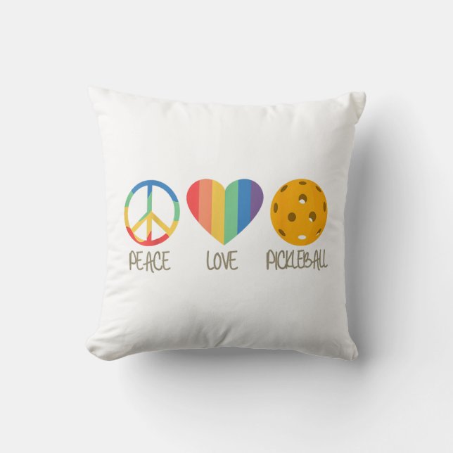 Peace Love Pickleball Throw Pillow (Front)