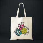 Peace Love Pickleball Tote Bag<br><div class="desc">Cute and colorful design for the Pickleball player!</div>