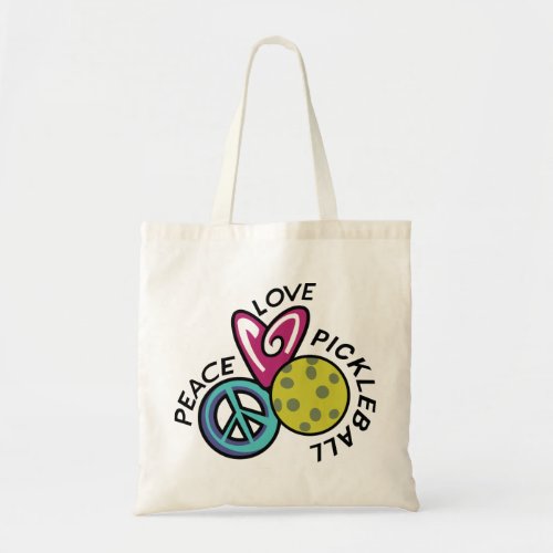 Peace Love Pickleball Tote Bag