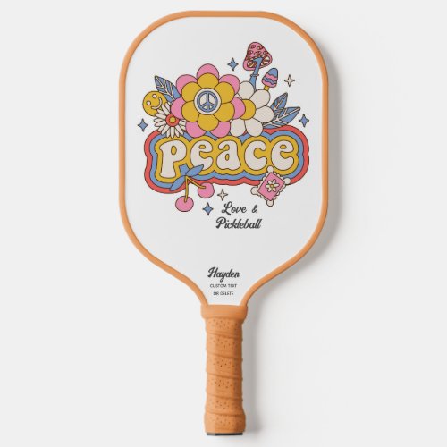 Peace Love  Pickleball Word Art Custom Text Name Pickleball Paddle