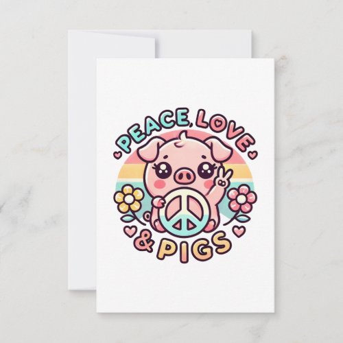 Peace Love  Pigs Blank Cards