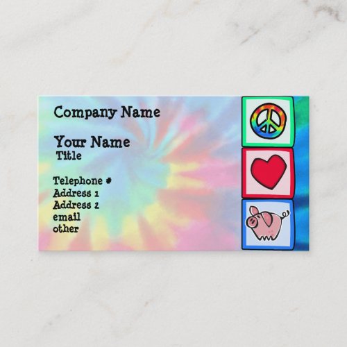 Peace, Love, Pigs Business Card Template