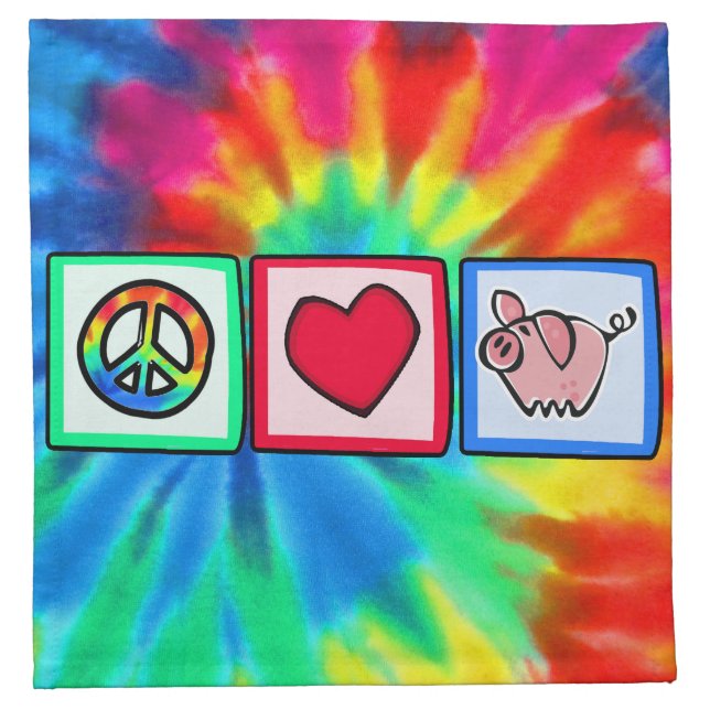 Peace, Love, Pigs Cloth Napkin (Front)