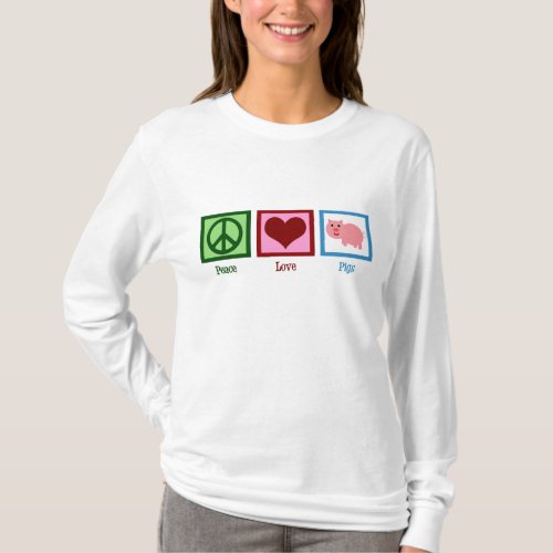 Peace Love Pigs Cute T_Shirt