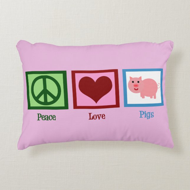 Peace Love Pigs Decorative Pillow (Front)