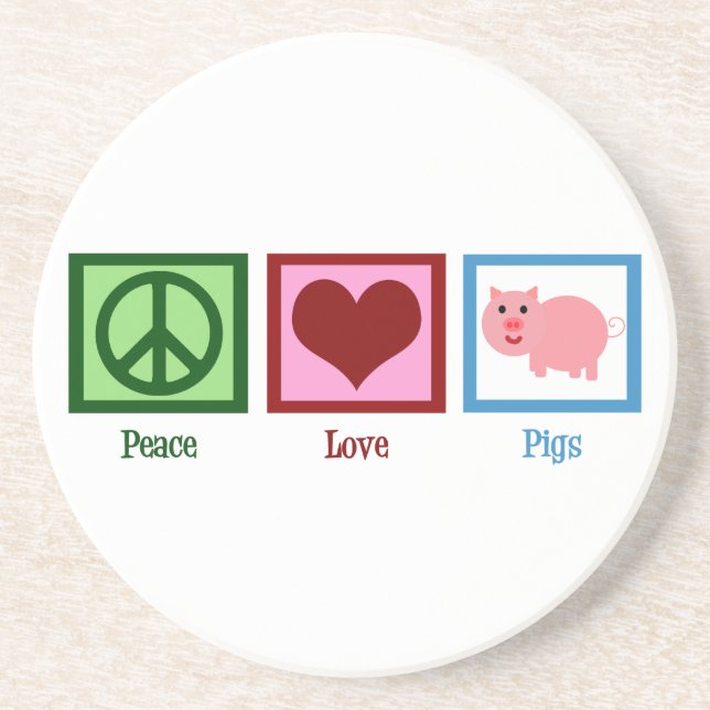 Peace Love Pigs Drink Coaster (Front)