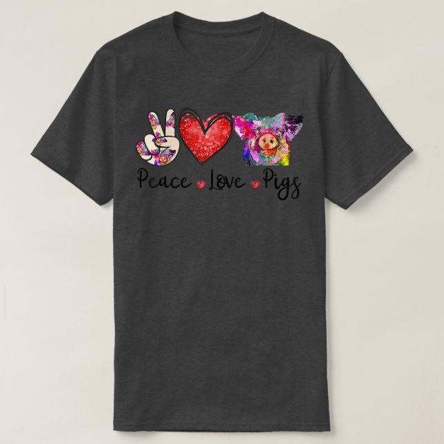 Peace Love Pigs Funny Pig Lover Farmer Girls Women T-Shirt (Design Front)