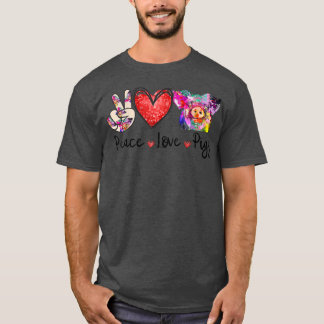 Peace Love Pigs Funny Pig Lover Farmer Girls Women T-Shirt