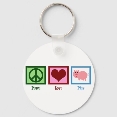 Peace Love Pigs Keychain