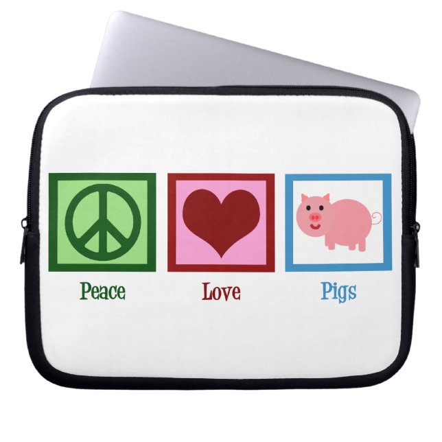 Peace Love Pigs Laptop Sleeve (Front)