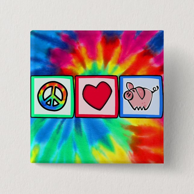 Peace, Love, Pigs Pinback Button (Front)