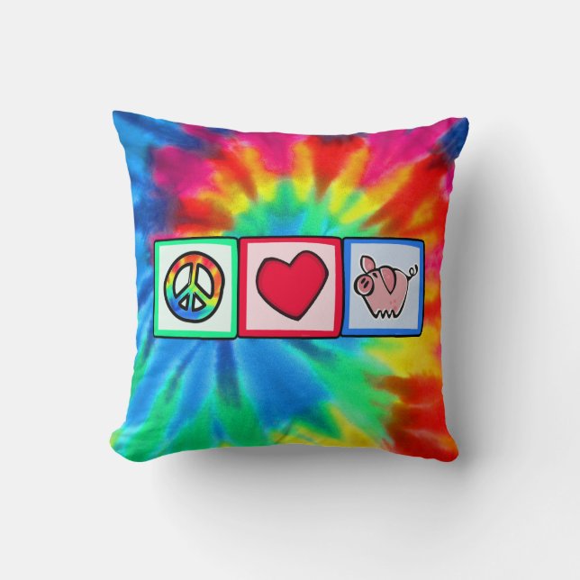 Peace, Love, Pigs Throw Pillow (Front)