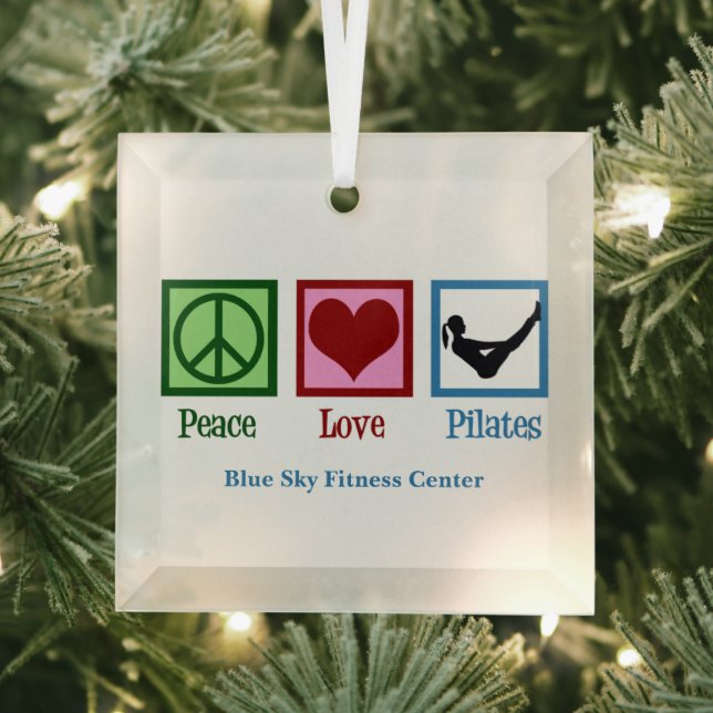 Peace Love Pilates Cute Custom Christmas Glass Ornament (Insitu)
