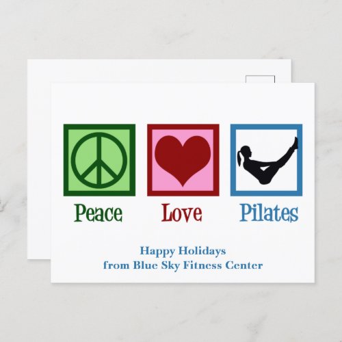 Peace Love Pilates Cute Custom Holiday Postcard