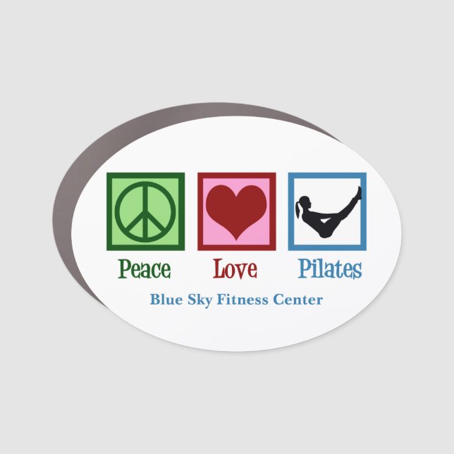 Peace Love Pilates Cute Custom Studio Car Magnet (Front)