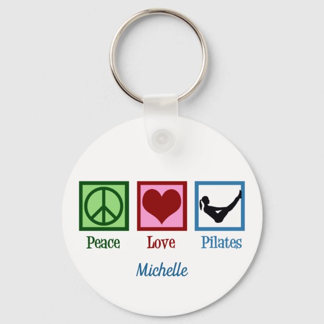 Peace Love Pilates Instructor Monogram Keychain (Front)