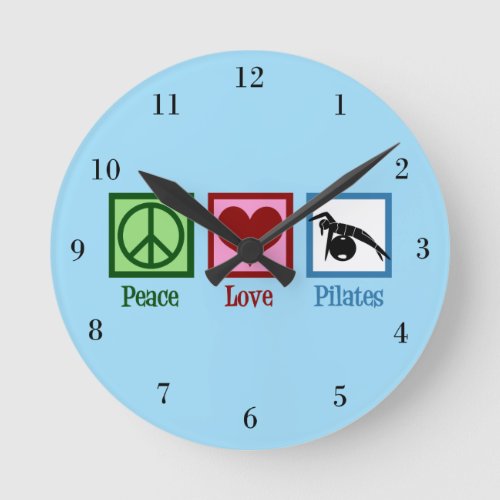 Peace Love Pilates Round Clock