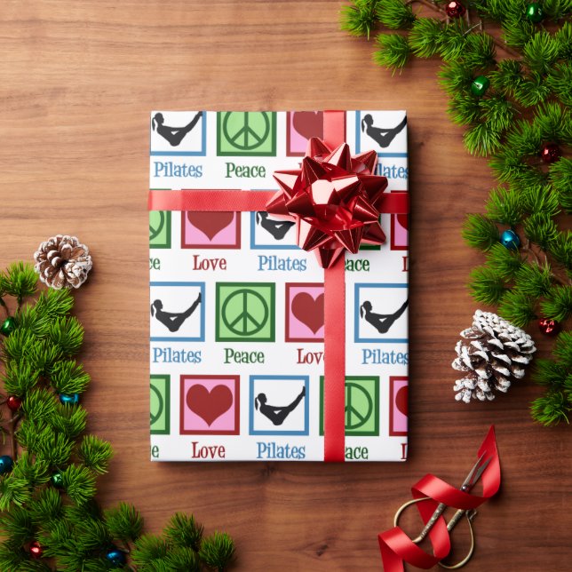 Peace Love Pilates Teacher Cute Christmas Wrapping Paper (Holiday Gift)